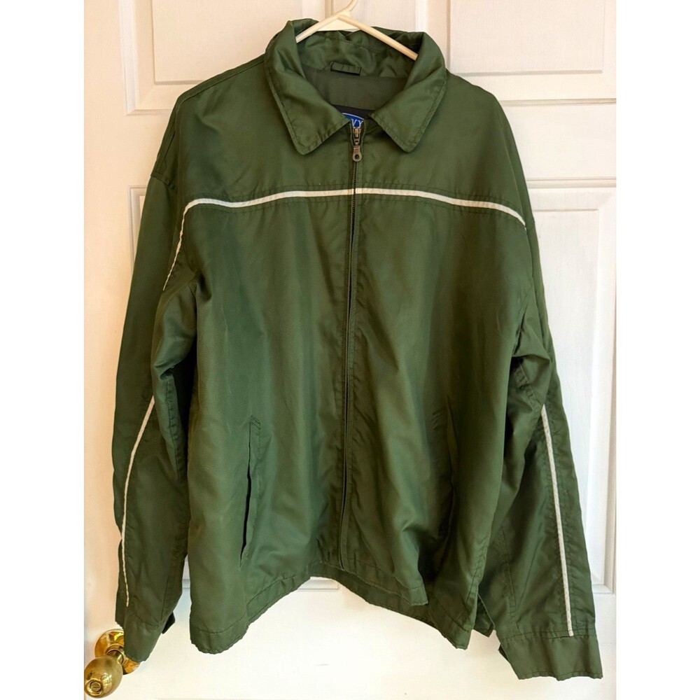 Old Navy Men's Green Full-Zip Windbreaker Jacket, Short Solid Point Collar XL